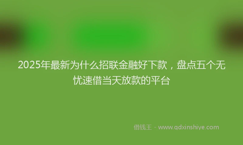 2025年最新为什么招联金融好下款，盘点五个无忧速借当天放款的平台