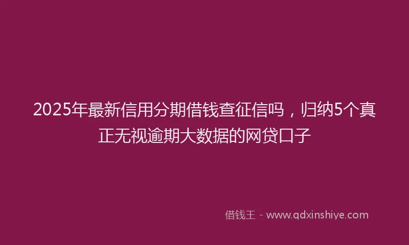 2025年最新信用分期借钱查征信吗，归纳5个真正无视逾期大数据的网贷口子