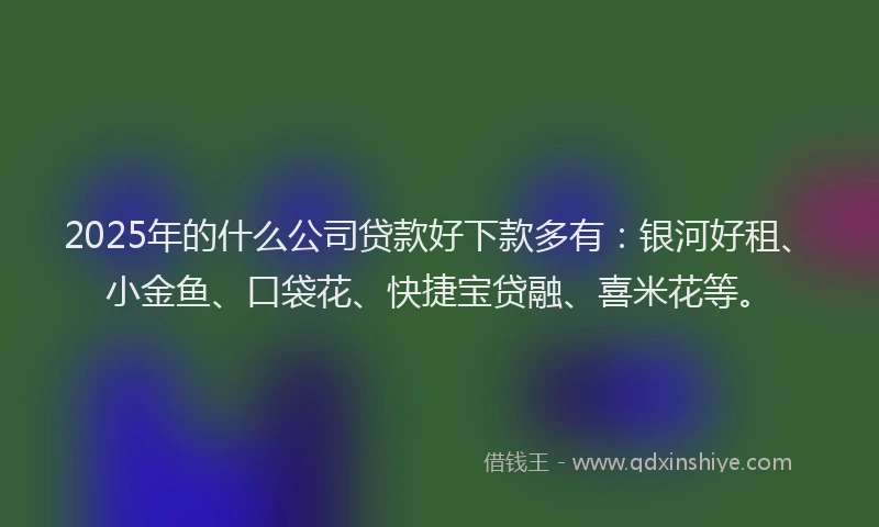 2025年的什么公司贷款好下款多有：银河好租、小金鱼、口袋花、快捷宝贷融、喜米花等。