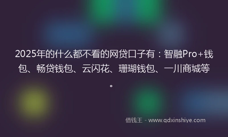 2025年的什么都不看的网贷口子有：智融Pro+钱包、畅贷钱包、云闪花、珊瑚钱包、一川商城等。