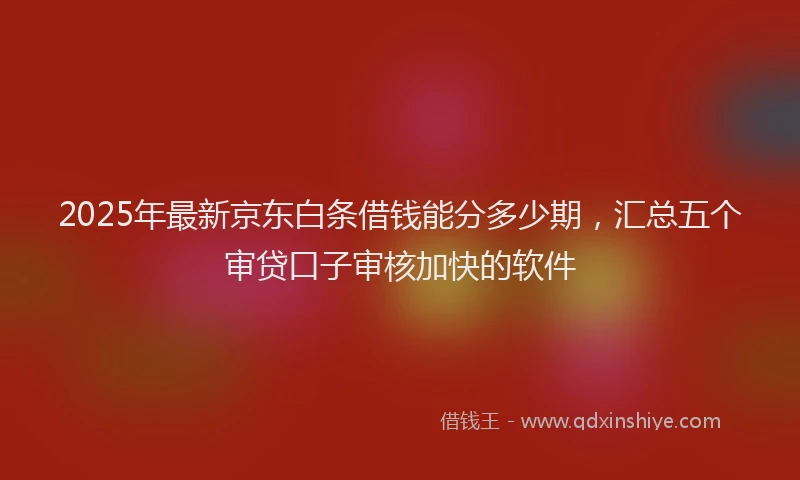 2025年最新京东白条借钱能分多少期，汇总五个审贷口子审核加快的软件