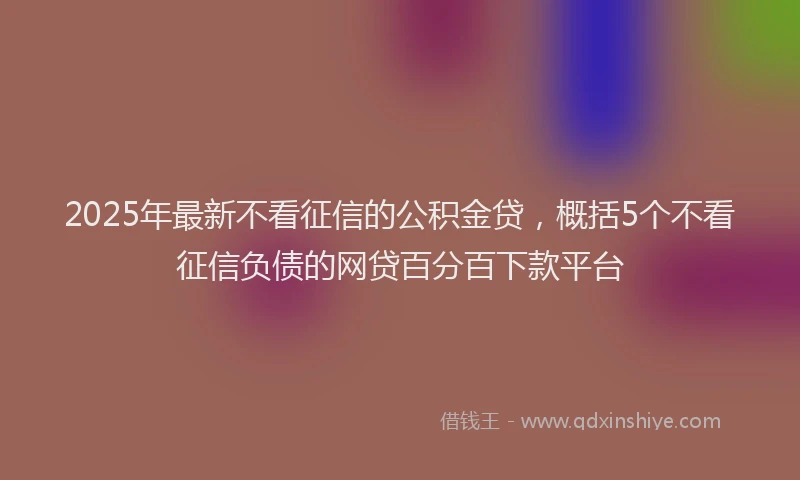 2025年最新不看征信的公积金贷，概括5个不看征信负债的网贷百分百下款平台