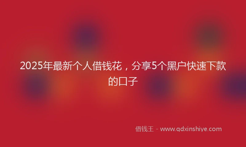 2025年最新个人借钱花，分享5个黑户快速下款的口子