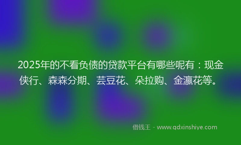 2025年的不看负债的贷款平台有哪些呢有：现金侠行、森森分期、芸豆花、朵拉购、金瀛花等。