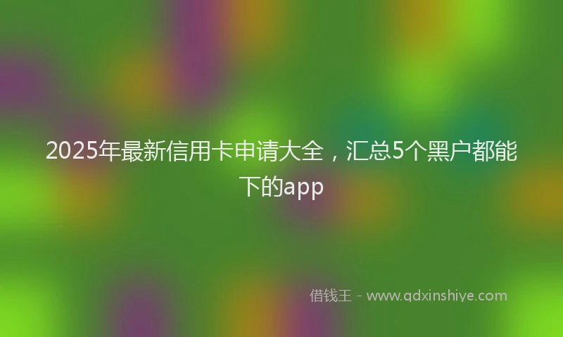 2025年最新信用卡申请大全，汇总5个黑户都能下的app