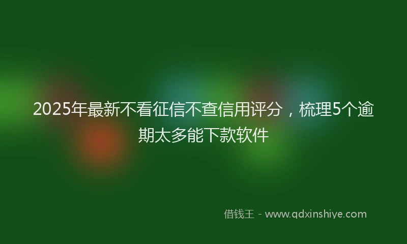 2025年最新不看征信不查信用评分，梳理5个逾期太多能下款软件