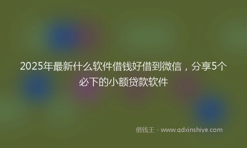 2025年最新什么软件借钱好借到微信，分享5个必下的小额贷款软件