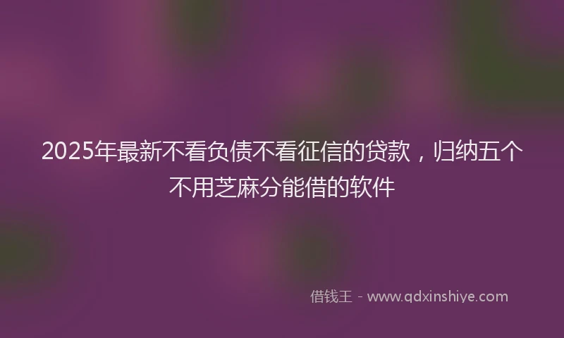 2025年最新不看负债不看征信的贷款，归纳五个不用芝麻分能借的软件