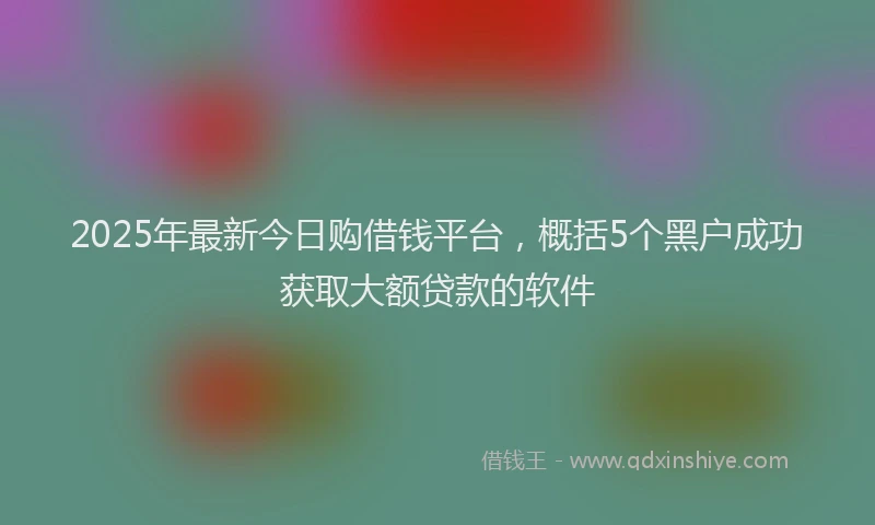 2025年最新今日购借钱平台，概括5个黑户成功获取大额贷款的软件