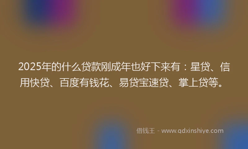 2025年的什么贷款刚成年也好下来有：星贷、信用快贷、百度有钱花、易贷宝速贷、掌上贷等。