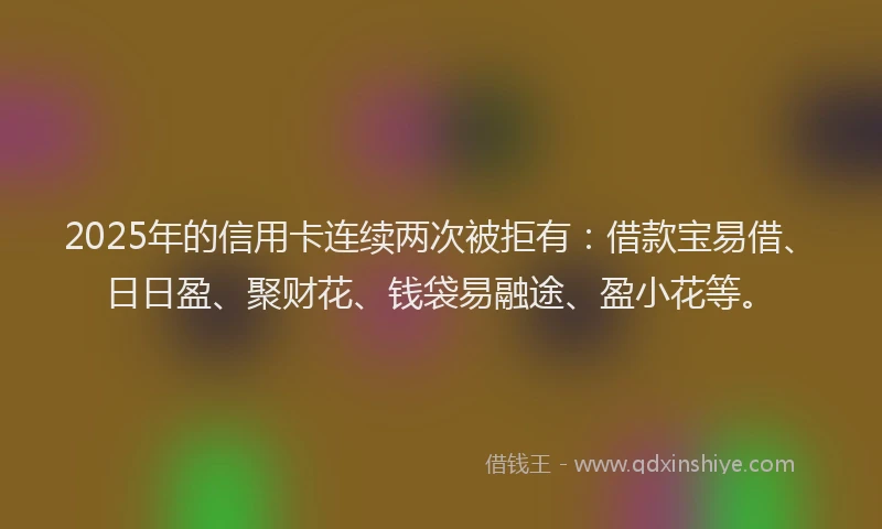 2025年的信用卡连续两次被拒有：借款宝易借、日日盈、聚财花、钱袋易融途、盈小花等。