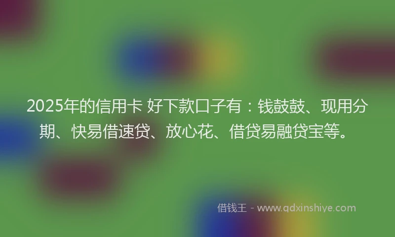 2025年的信用卡 好下款口子有：钱鼓鼓、现用分期、快易借速贷、放心花、借贷易融贷宝等。
