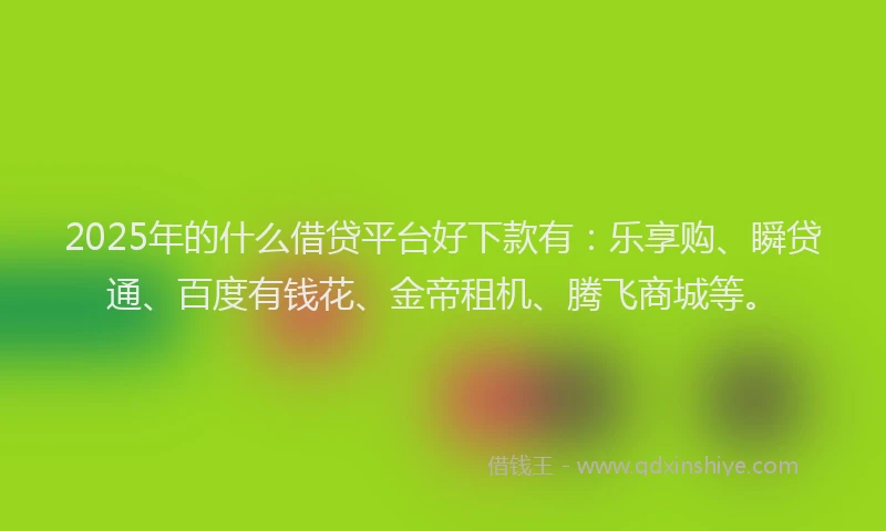 2025年的什么借贷平台好下款有：乐享购、瞬贷通、百度有钱花、金帝租机、腾飞商城等。