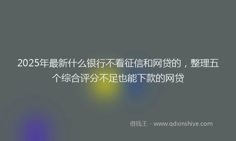 2025年最新什么银行不看征信和网贷的，整理五个综合评分不足也能下款的网贷