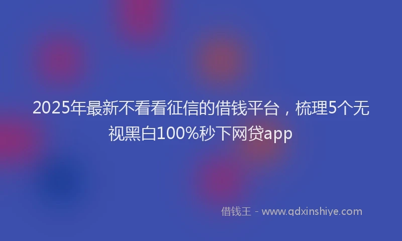 2025年最新不看看征信的借钱平台，梳理5个无视黑白100%秒下网贷app