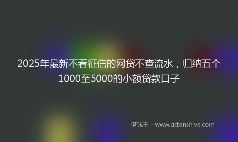 2025年最新不看征信的网贷不查流水，归纳五个1000至5000的小额贷款口子