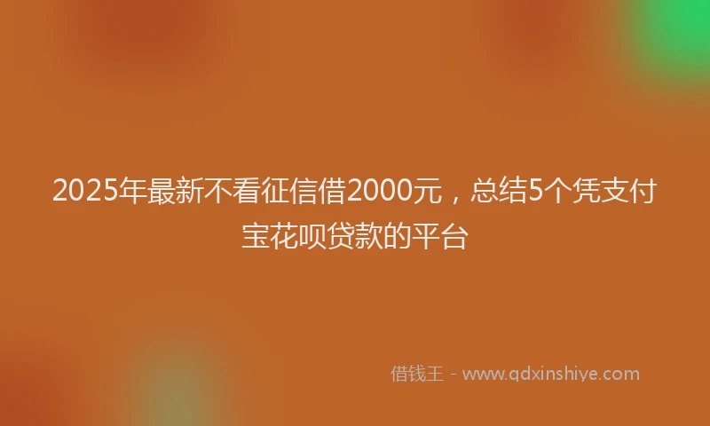 2025年最新不看征信借2000元，总结5个凭支付宝花呗贷款的平台