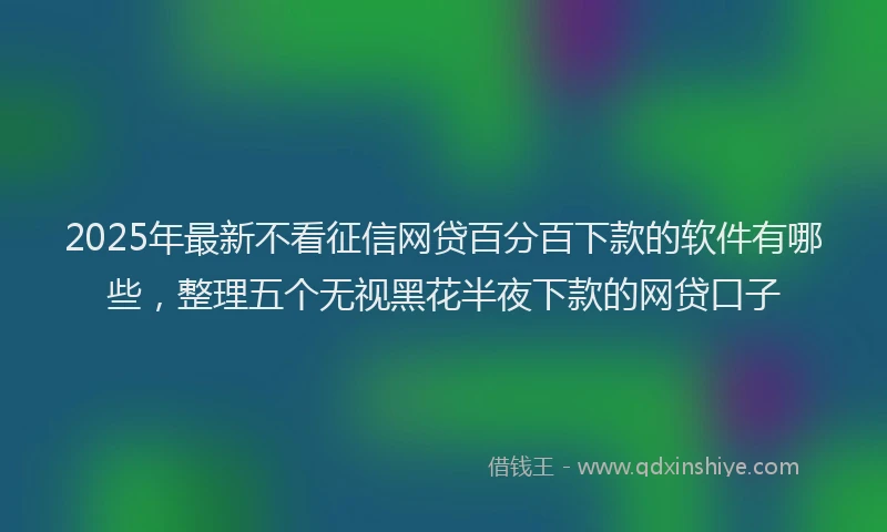 2025年最新不看征信网贷百分百下款的软件有哪些，整理五个无视黑花半夜下款的网贷口子