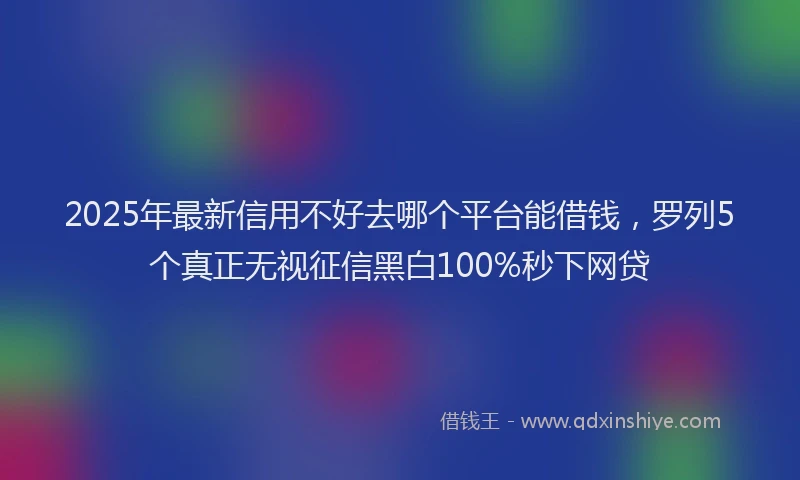 2025年最新信用不好去哪个平台能借钱，罗列5个真正无视征信黑白100%秒下网贷