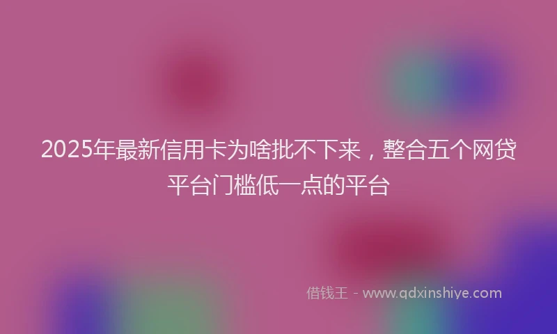 2025年最新信用卡为啥批不下来，整合五个网贷平台门槛低一点的平台
