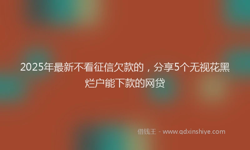 2025年最新不看征信欠款的，分享5个无视花黑烂户能下款的网贷