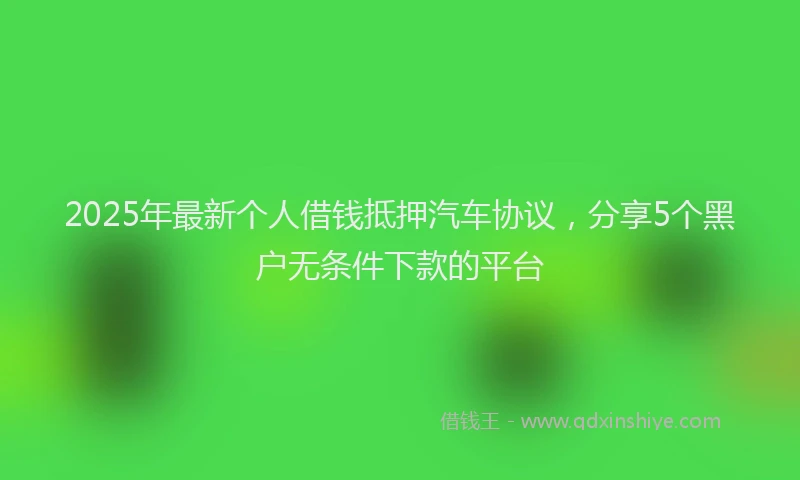 2025年最新个人借钱抵押汽车协议，分享5个黑户无条件下款的平台