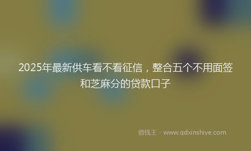 2025年最新供车看不看征信，整合五个不用面签和芝麻分的贷款口子