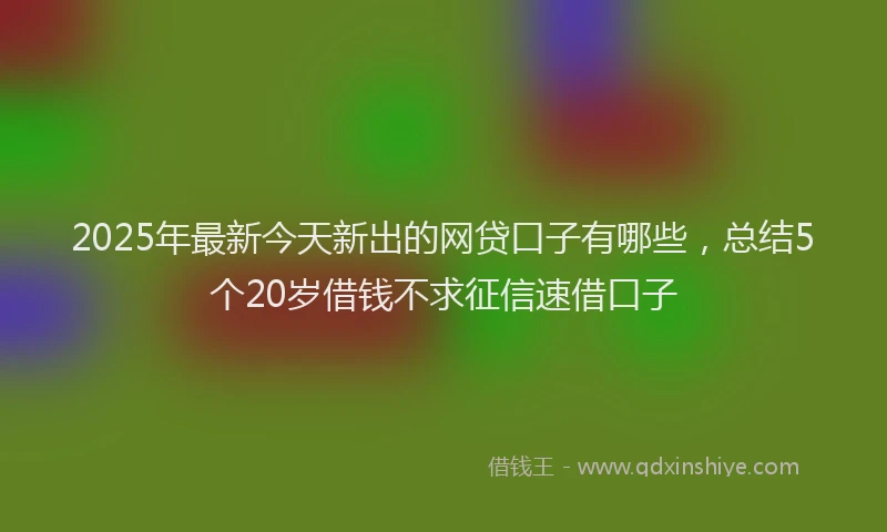 2025年最新今天新出的网贷口子有哪些，总结5个20岁借钱不求征信速借口子