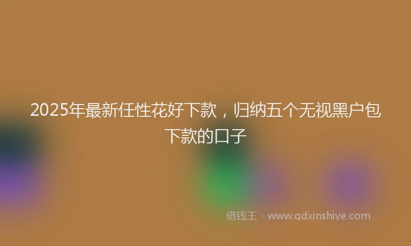 2025年最新任性花好下款，归纳五个无视黑户包下款的口子
