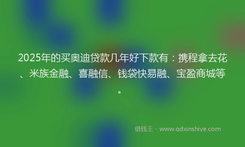 2025年的买奥迪贷款几年好下款有：携程拿去花、米族金融、喜融信、钱袋快易融、宝盈商城等。
