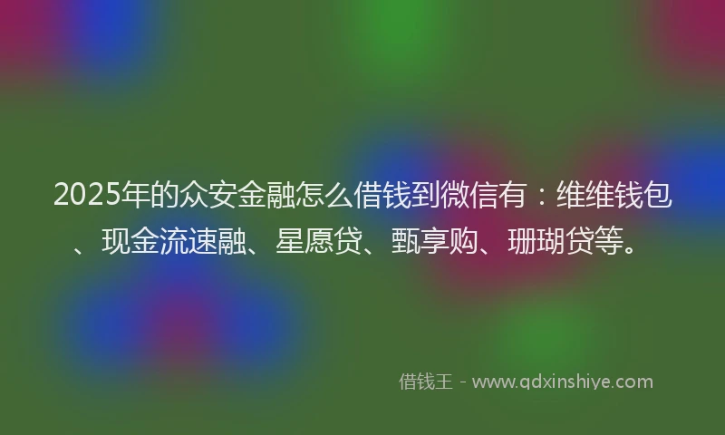 2025年的众安金融怎么借钱到微信有：维维钱包、现金流速融、星愿贷、甄享购、珊瑚贷等。
