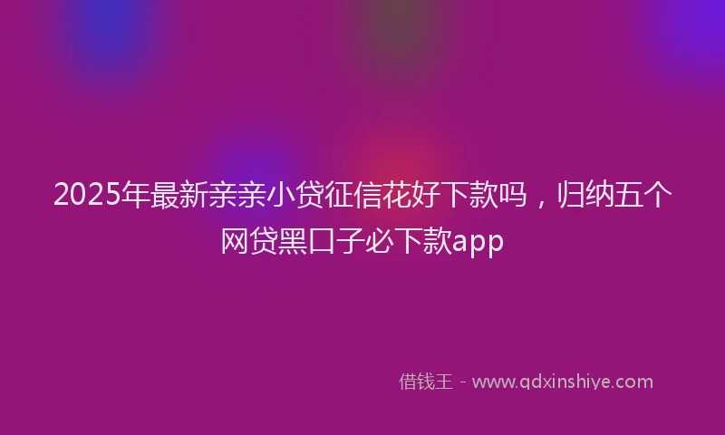 2025年最新亲亲小贷征信花好下款吗，归纳五个网贷黑口子必下款app
