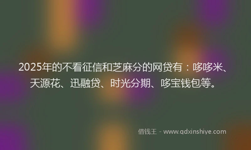 2025年的不看征信和芝麻分的网贷有：哆哆米、天源花、迅融贷、时光分期、哆宝钱包等。