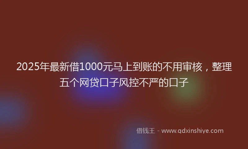 2025年最新借1000元马上到账的不用审核，整理五个网贷口子风控不严的口子