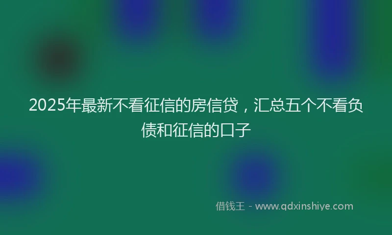 2025年最新不看征信的房信贷，汇总五个不看负债和征信的口子