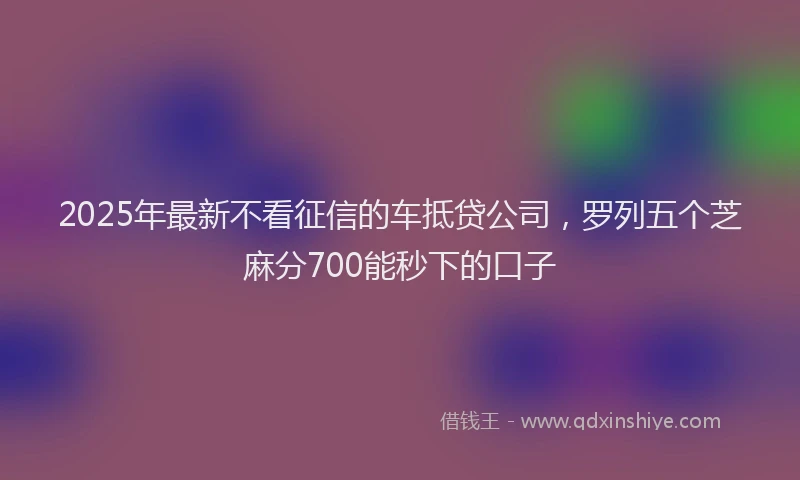 2025年最新不看征信的车抵贷公司，罗列五个芝麻分700能秒下的口子