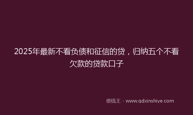 2025年最新不看负债和征信的贷，归纳五个不看欠款的贷款口子