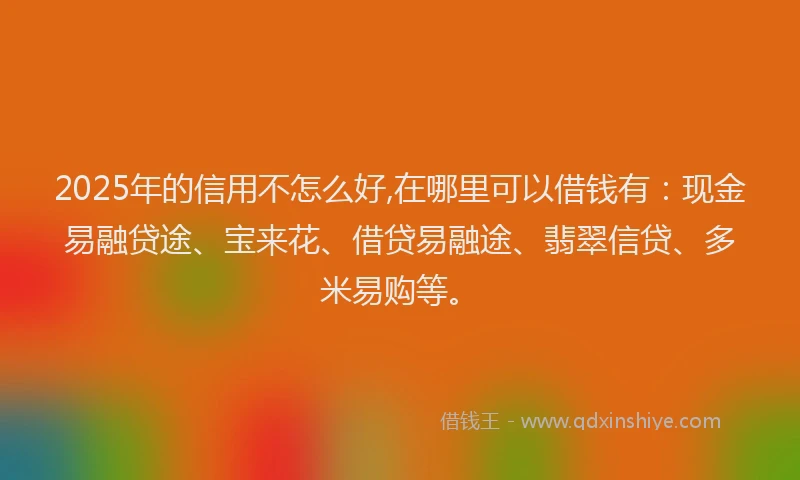 2025年的信用不怎么好,在哪里可以借钱有：现金易融贷途、宝来花、借贷易融途、翡翠信贷、多米易购等。
