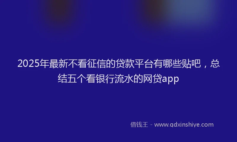 2025年最新不看征信的贷款平台有哪些贴吧，总结五个看银行流水的网贷app