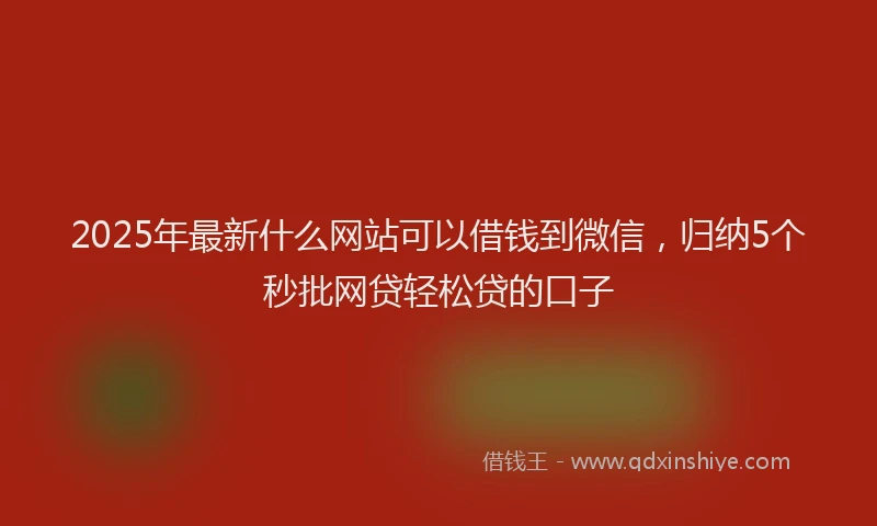 2025年最新什么网站可以借钱到微信，归纳5个秒批网贷轻松贷的口子