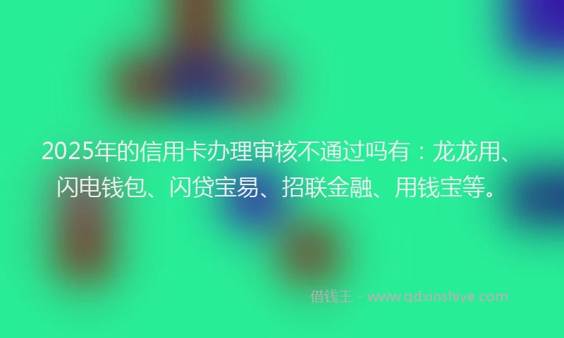 2025年的信用卡办理审核不通过吗有：龙龙用、闪电钱包、闪贷宝易、招联金融、用钱宝等。
