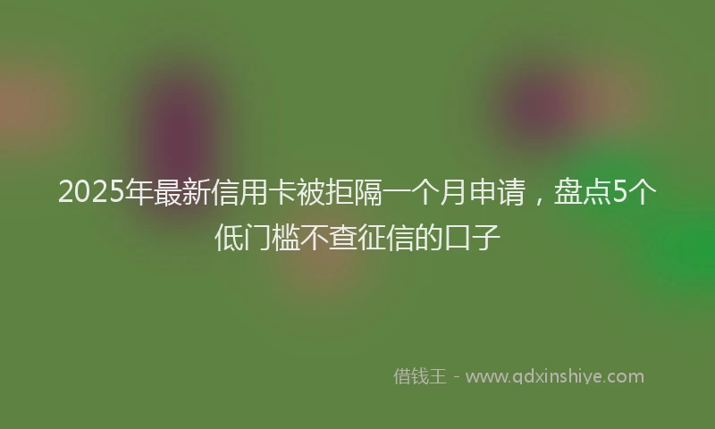 2025年最新信用卡被拒隔一个月申请，盘点5个低门槛不查征信的口子