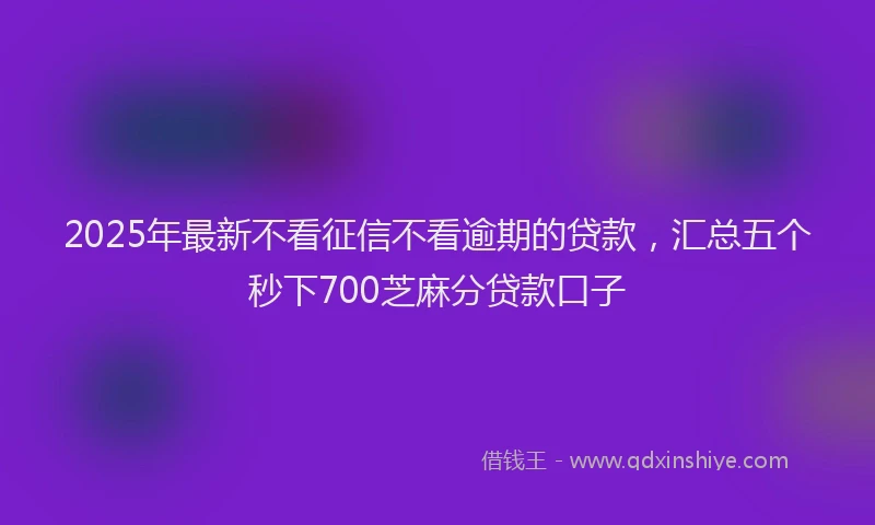 2025年最新不看征信不看逾期的贷款，汇总五个秒下700芝麻分贷款口子