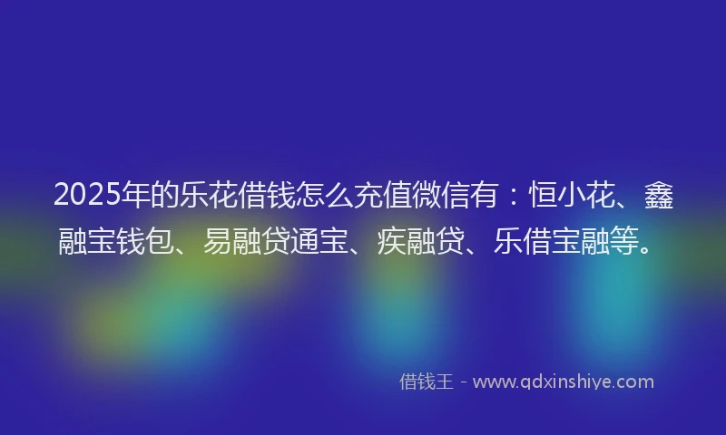 2025年的乐花借钱怎么充值微信有：恒小花、鑫融宝钱包、易融贷通宝、疾融贷、乐借宝融等。