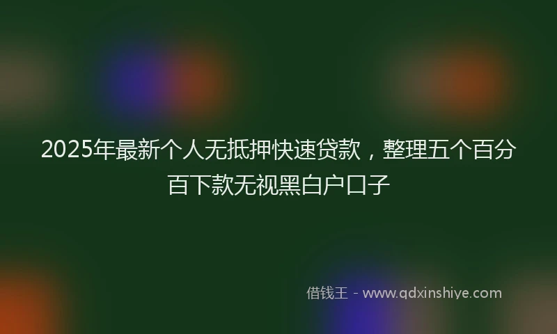 2025年最新个人无抵押快速贷款，整理五个百分百下款无视黑白户口子