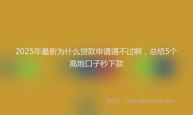 2025年最新为什么贷款申请通不过啊，总结5个高炮口子秒下款