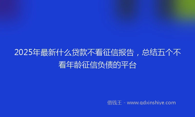 2025年最新什么贷款不看征信报告，总结五个不看年龄征信负债的平台