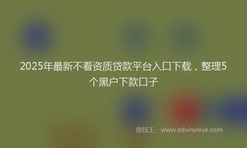 2025年最新不看资质贷款平台入口下载，整理5个黑户下款口子