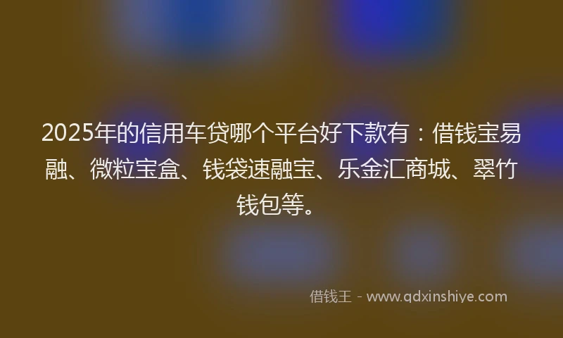 2025年的信用车贷哪个平台好下款有：借钱宝易融、微粒宝盒、钱袋速融宝、乐金汇商城、翠竹钱包等。
