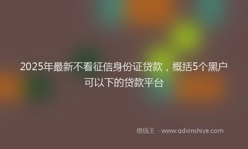 2025年最新不看征信身份证贷款，概括5个黑户可以下的贷款平台